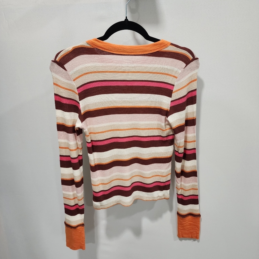 Aerie Offline Striped Long Sleeve cropped Henley Size Medium NWT! - Picture 2 of 5